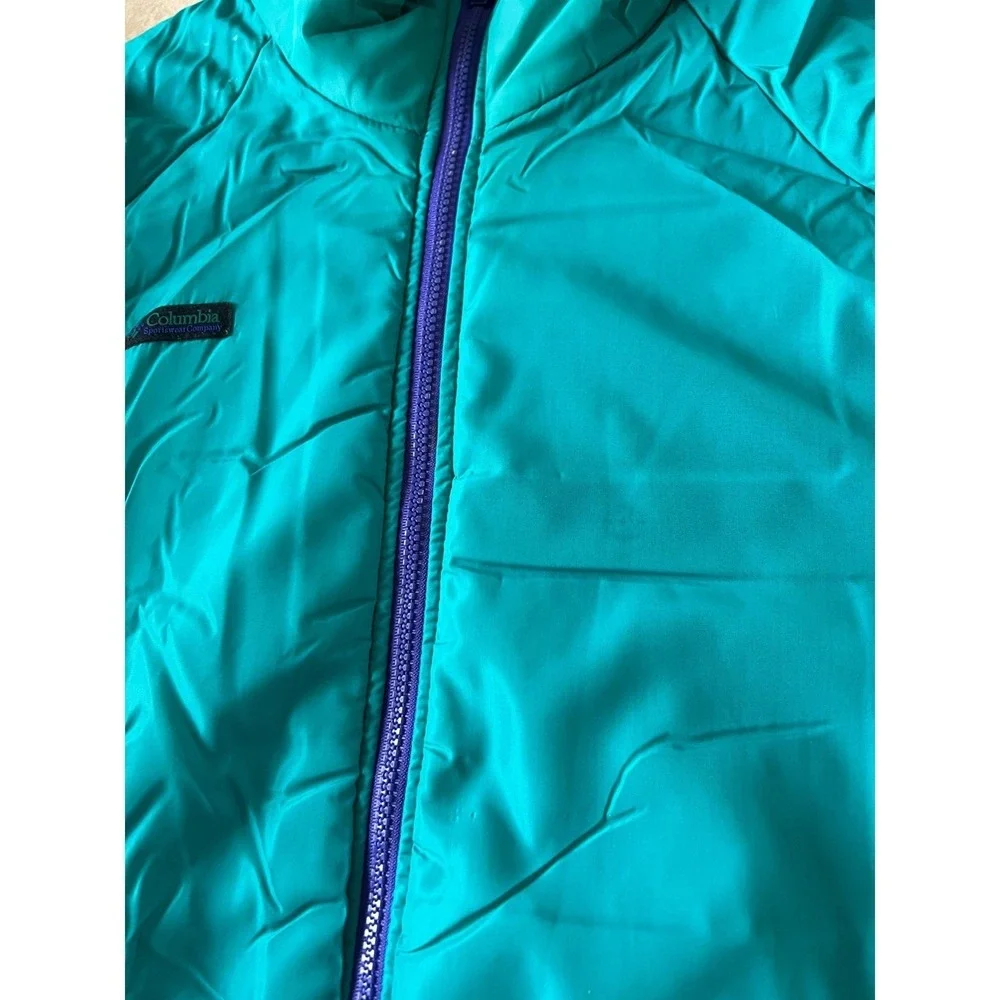 Vintage Columbia Sportswear Radial Sleeve Puffer Jacket Teal Purple Mens Large